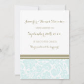  Blue Tan Damask-fotokaarten Aankondiging (Achterkant)