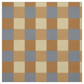 Blue, Tan en Oranje Gingham Check Pattern Stof (Swatch)