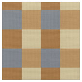 Blue, Tan en Oranje Gingham Check Pattern Stof (Close Up)