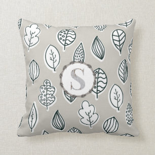 Blue Tan Farmhouse  landenmonogram Kussen