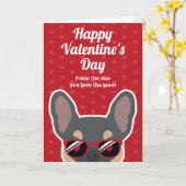 Blue Tan Franse Bulldog Valentijnsdag Kaart (Gele Bloem)