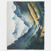 Blue Tan Mountain Scene Fleece Deken (Voorkant)