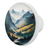 Blue Tan Mountain Scene Keramische Knop (Rechts)