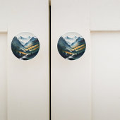 Blue Tan Mountain Scene Keramische Knop