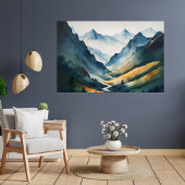 Blue Tan Mountain Scene Poster