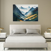 Blue Tan Mountain Scene Poster