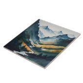Blue Tan Mountain Scene Tegeltje (Zijkant)