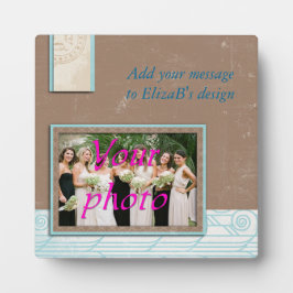 Blue Tan Photo Lijst Plaque met Easel Fotoplaat