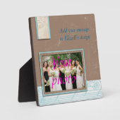 Blue Tan Photo Lijst Plaque met Easel Fotoplaat (Voorkant)