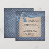 Blue & Tan Rustic Western Theme Weddenschap Kaart (Voorkant / Achterkant)