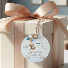 Blue Tan Teddy Bear Ballonnen Dank u Bedankjes Labels