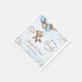 Blue Tan Teddy Bear Balloons Baby shower Servet (Hoek)