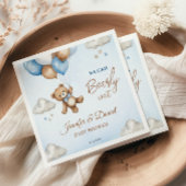 Blue Tan Teddy Bear Balloons Baby shower Servet