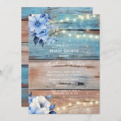 Blue Tan Wood Lights Florals Vrijgezellenfeest Kaart (Voorkant / Achterkant)