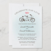 Blue Tandem Bicycle Wedding Kaart (Voorkant)