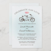 Blue Tandem Bicycle Wedding Kaart (Voorkant / Achterkant)