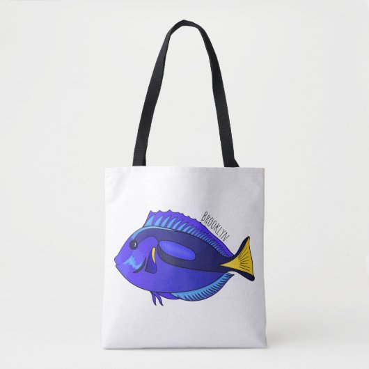 Blue tang fish cartoon illustration tote bag (Voorkant)