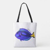 Blue tang fish cartoon illustration tote bag (Achterkant)