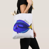 Blue tang fish cartoon illustration tote bag (Dichtbij)