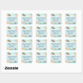 Blue tangerine bruiloft verloving gunsten vierkante sticker (Vel)