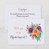 Blue Tangerine Floral zal je mijn Bridesmaid zijn Kaart (Voorkant / Achterkant)