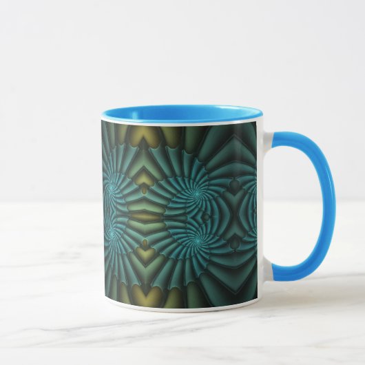 Blue Tango Bright Blue Abstract Spiral Mok (Rechts)