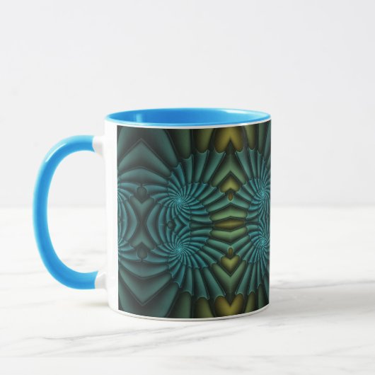 Blue Tango Bright Blue Abstract Spiral Mok (Links)
