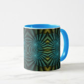 Blue Tango Bright Blue Abstract Spiral Mok (Voorkant rechts)