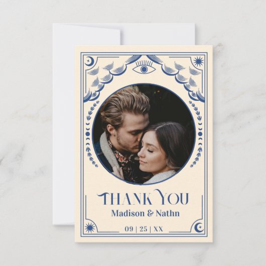  Blue Tarot Kaart Foto bruiloft Dank u (Voorkant)