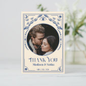  Blue Tarot Kaart Foto bruiloft Dank u (Staand voorkant)