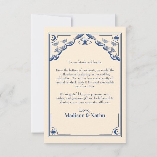  Blue Tarot Kaart Foto bruiloft Dank u (Achterkant)