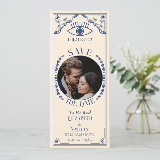  Blue Tarot Kaart Foto Sla de datum op (Staand voorkant)