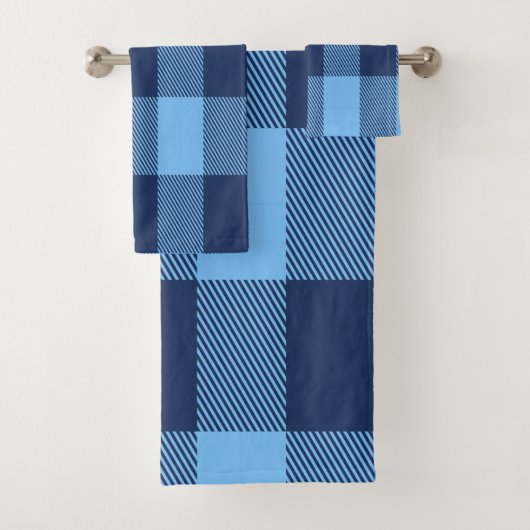 Blue Tartan Bath Towel set Bad Handdoek (Insitu)