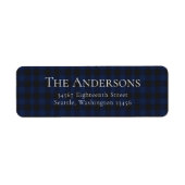 Blue Tartan Buffalo Plaid Holiday Retouradres Etiket (Voorkant)