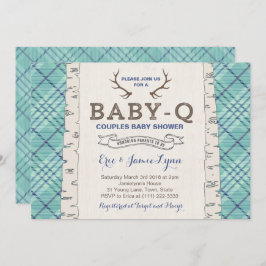 Blue Tartan Couples Baby shower for Boy Kaart