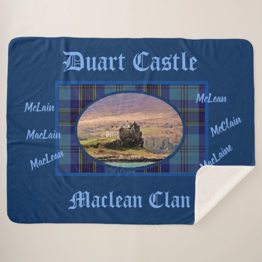 Blue Tartan MacLean Clan's Scottish Duart Castle Sherpa Deken (Voorkant (horizontaal))