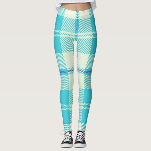 Blue Tartan Pattern Leggings (Voorkant)