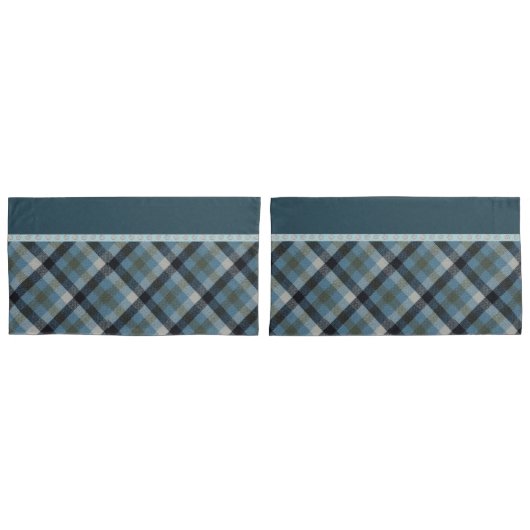 Blue Tartan Pillowcase Kussensloop (Voorkant-Set)