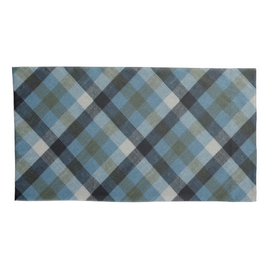 Blue Tartan Pillowcase Kussensloop (Achterkant-Rechts)