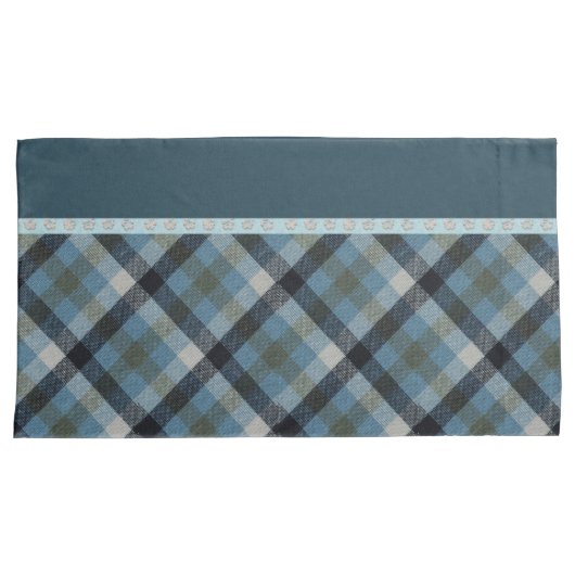 Blue Tartan Pillowcase Kussensloop (Voorkant-Rechts)