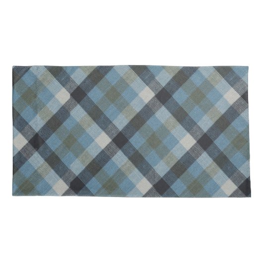 Blue Tartan Pillowcase Kussensloop (Achterkant-Links)