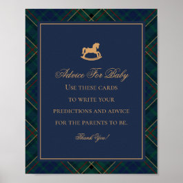 Blue Tartan Plaid Classic Rocking Advice for Baby Poster