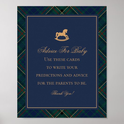 Blue Tartan Plaid Classic Rocking Advice for Baby Poster (Voorkant)