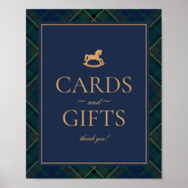 Blue Tartan Plaid Rocking Horse Cards & Gifts Poster