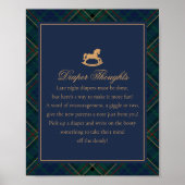 Blue Tartan Plaid Rocking Horse Diaper Thoughts Poster (Voorkant)