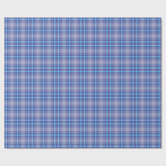 Blue Tartan Pset Gingham Pattern Cadeaupapier (Vlak)