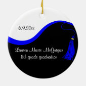 Blue Tassel Afstuderen Keepasesierang Keramisch Ornament (Achterkant)