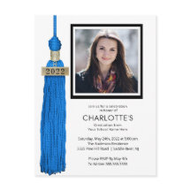 Blue Tassel Photo Afstuderen Invitation 
