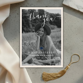 Blue Tassel Senior Photo High School Graduation  Bedankkaart