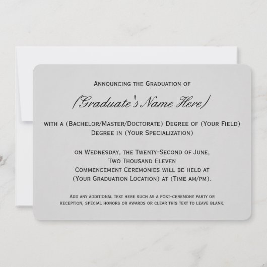 Blue Tassel Worth of the Hassle College Graduing Kaart (Achterkant)